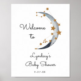 Welkomstteken voor Moon en Stars Baby shower Poster