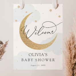 Welkomstteken voor Moon en Stars Baby shower Poster