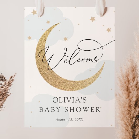 Welkomstteken voor Moon en Stars Baby shower Poster