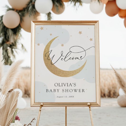 Welkomstteken voor Moon en Stars Baby shower Poster