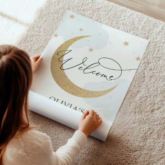 Welkomstteken voor Moon en Stars Baby shower Poster