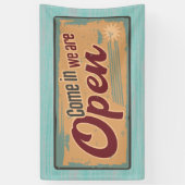 Welkomstteken voor Retro Open voor Bedrijven Spandoek (Verticaal)