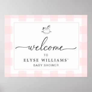 Welkomstteken voor Rockslangroze Gingham Poster