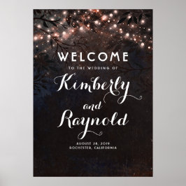 Welkomstteken voor roos Gold Rustic Tree Weddensch Poster