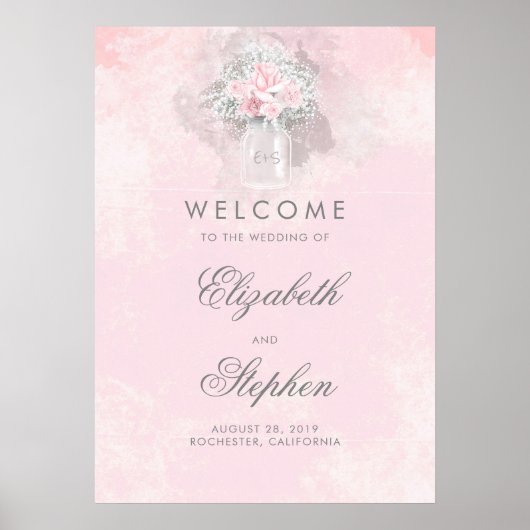 Welkomstteken voor roze baby's pleisterbruiloft poster (Voorkant)