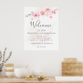 Welkomstteken voor roze Cherry Blossom Weddenschap Poster (Keuken)