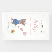 Welkomstteken voor roze Teddy Bear Birthday Party Spandoek (Horizontaal)