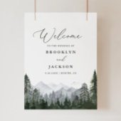 Welkomstteken voor Rustic Mountain Pine Tree Wedde Poster