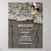 Welkomstteken voor Rustic Wood Heart Wedding Poster (Voorkant)