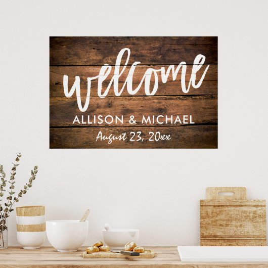Welkomstteken voor Rustic Wood Wedding | EDITABELE Poster (Keuken)