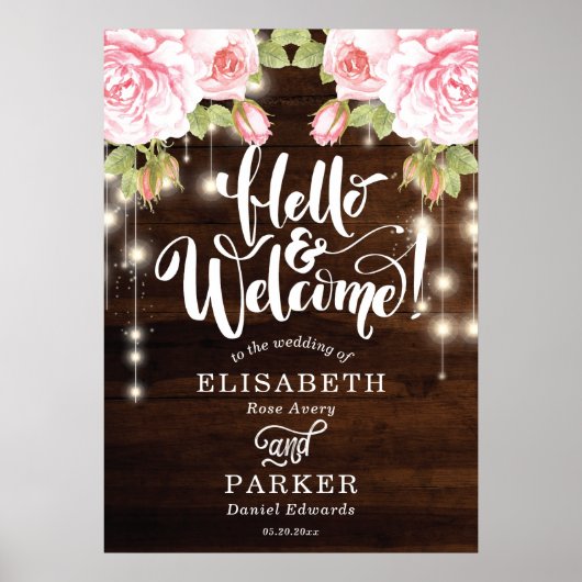 Welkomstteken voor Rustic Wood Wedding Poster (Voorkant)