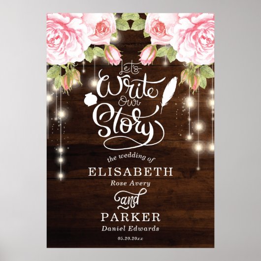 Welkomstteken voor Rustic Wood Wedding Poster (Voorkant)