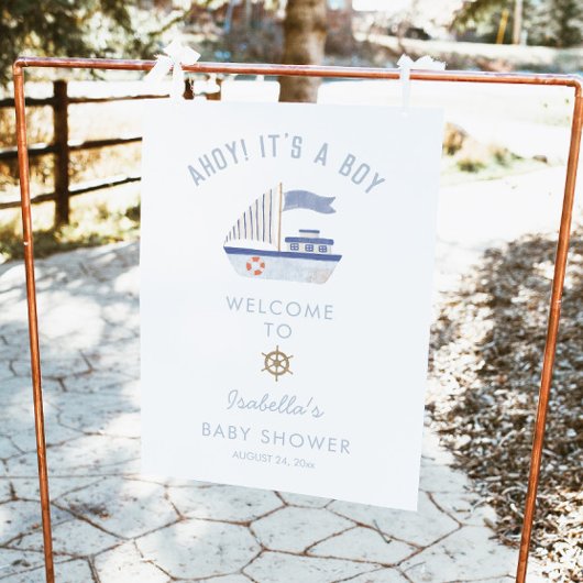 Welkomstteken voor Sailboot Boy Baby shower Poster