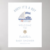 Welkomstteken voor Sailboot Boy Baby shower Poster (Voorkant)