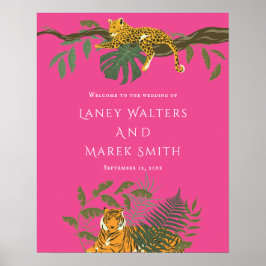 Welkomstteken voor Tropical Safari Animal Wedding Poster