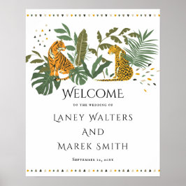 Welkomstteken voor Tropical Safari Animal Wedding Poster