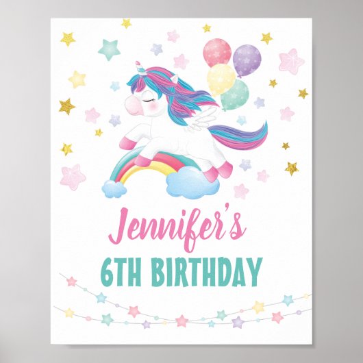 Welkomstteken voor Unicorn Birthday Party Poster (Voorkant)