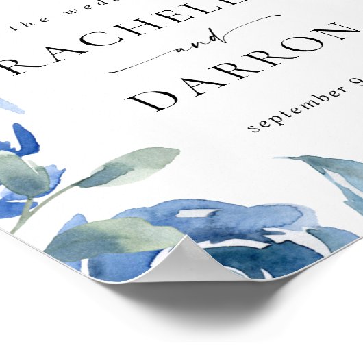 Welkomstteken voor usty Blue en Blue Floral Poster (Hoek)