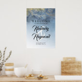 Welkomstteken voor usty Blue en Gold Modern Weddin Poster (Keuken)