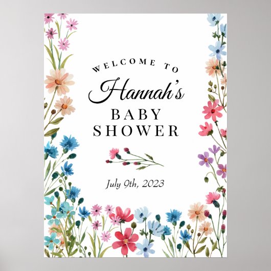 Welkomstteken voor Wilde Baby shower Poster (Voorkant)