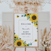 Welkomstteken voor zonnebloemen en bijen Baby show Poster