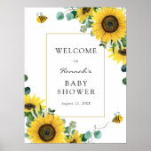 Welkomstteken voor zonnebloemen en bijen Baby show Poster (Voorkant)