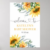 Welkomstteken voor zonnebloempitten Baby shower Poster (Voorkant)