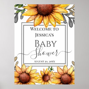 Welkomstteken voor zonnebloempitten Baby shower Poster