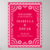 Welkomstteken warm roze papel Picado Weddenschap Poster (Voorkant)