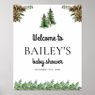 Welkomstteken winterbijl Baby shower Poster