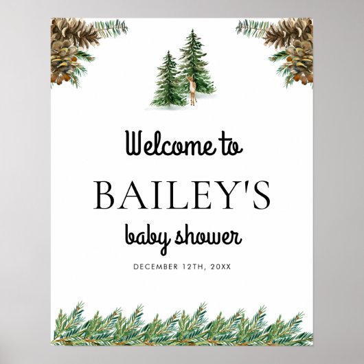 Welkomstteken winterbijl Baby shower Poster (Voorkant)