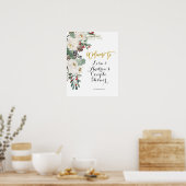 Welkomstteken winterkerstfeest Floral bruiloft Poster (Keuken)