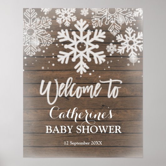 Welkomstteken wintersneeuwvlok Baby shower Poster (Voorkant)