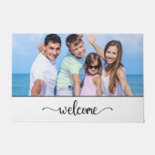 Welkomsttekst met familiefoto, wit deurmat (Voorkant)