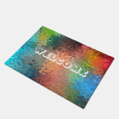 Welkomsttekst Moderne kleurrijke Abstracte Art Sja Deurmat (Schuin)