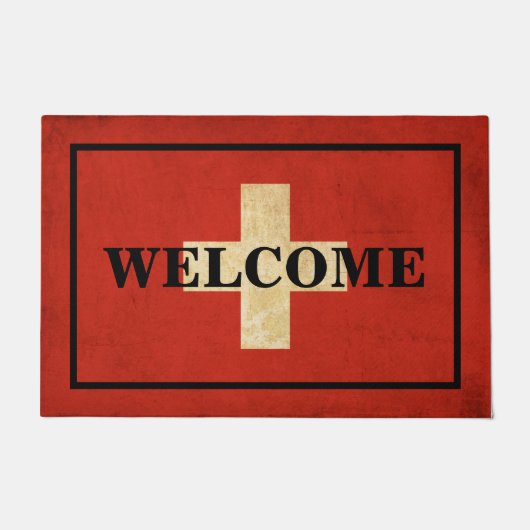 WELKOMSTtekst over de vlag van ZWITSERLAND Deurmat (Voorkant)