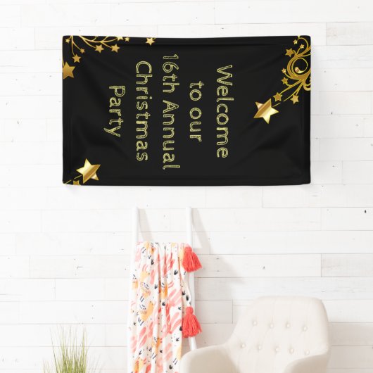 Welkomsttekst zwart goud met prettige kerstfeestda spandoek (Insitu)