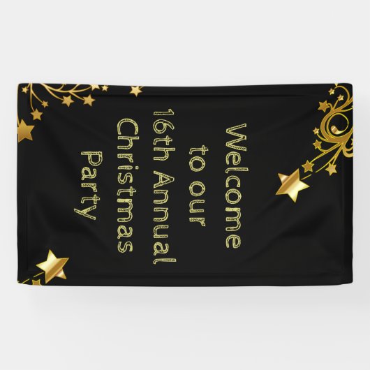 Welkomsttekst zwart goud met prettige kerstfeestda spandoek (Horizontaal)