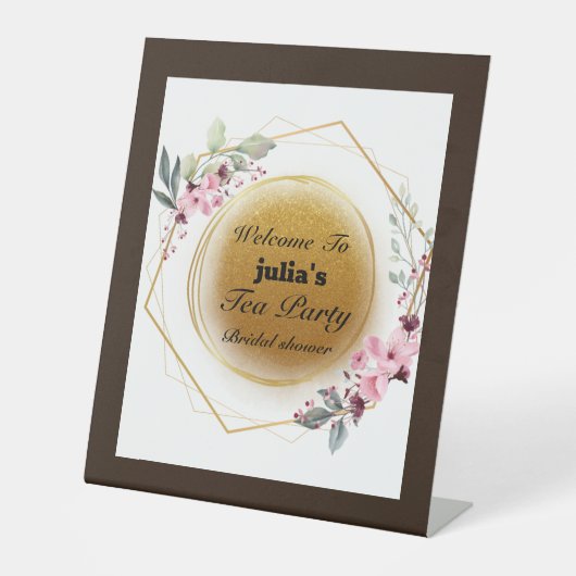 welkomsttheekparty reclamebord met voetstuk (Voorkant)