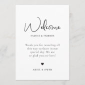 Welkomsttijdlijn voor bruiloft programmakaart (Voorkant)