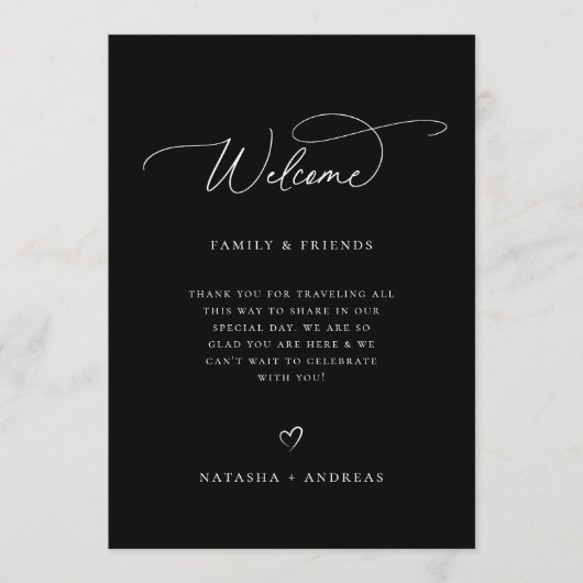 Welkomsttijdlijn voor bruiloft programmakaart (Voorkant)