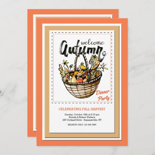 Welkomstuitnodiging herfst kaart (Voorkant / Achterkant)