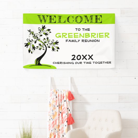 Welkomstversie van aangepaste serie Groene Floral Spandoek (Insitu)