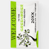 Welkomstversie van aangepaste serie Groene Floral Spandoek (Verticaal)