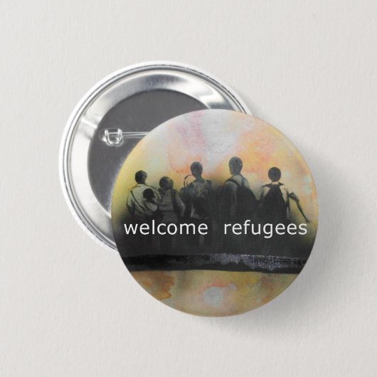 Welkomstvluchtelingenkamp Ronde Button 5,7 Cm (Voorkant /achterkant)