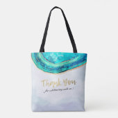 WelkomstWaterverf voor bruiloft Blauwgroen en goud Tote Bag (Achterkant)