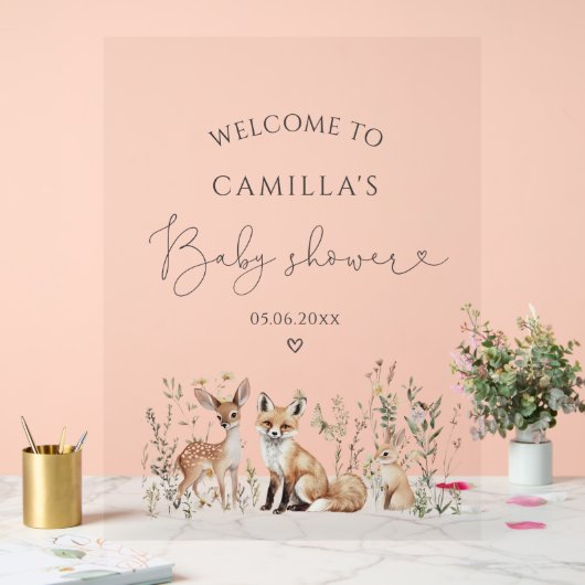 Welkomstwoord Baby shower bossen Acryl Bord (Huwelijk)