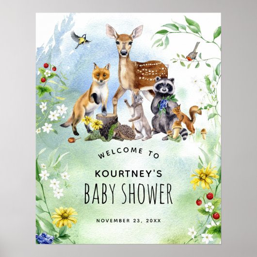Welkomstwoord Baby shower bossen Poster (Voorkant)