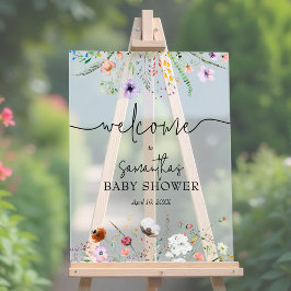 Welkomstwoord Baby shower Wildbloem Acryl Bord