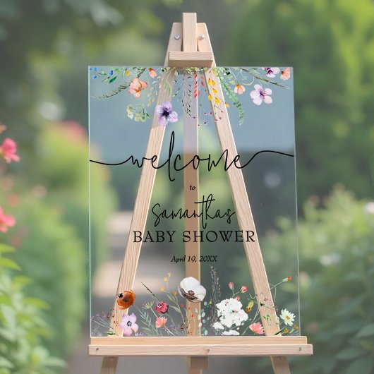 Welkomstwoord Baby shower Wildbloem Acryl Bord